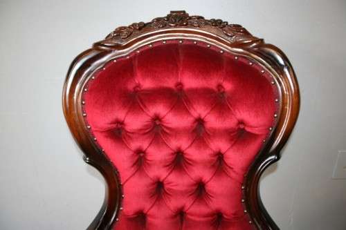 TWO SPECTACULAR ANTIQUE VICTORIAN ROSEWOOD LADIES PARLOUR CHAIRS w/ DEEP BUTTON DETAILING bid/chair