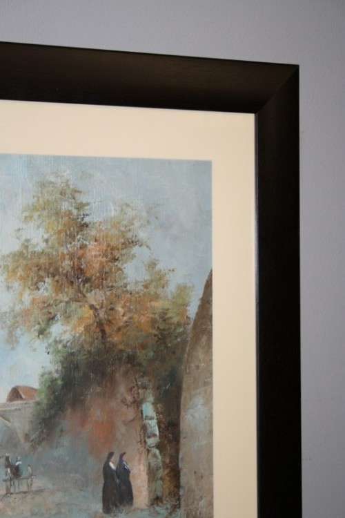 A BEAUTIFUL (LARGE) FRAMED ORIGINAL SIGNED A. WILSON OIL ON CANVAS PAINTING OF A VILLAGE SCENE