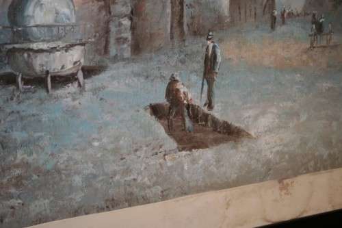 A BEAUTIFUL (LARGE) FRAMED ORIGINAL SIGNED A. WILSON OIL ON CANVAS PAINTING OF A VILLAGE SCENE