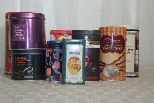 AN AWESOME COLLECTION OF 10x ASSORTED COLLECTIBLE DISPLAY TINS INCL. SOME GORGEOUS OLDIES bid/tin