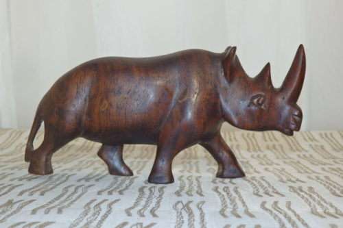 A STUNNING COLLECTION OF SIX WOODEN CARVED ANIMAL FIGURINES INCLUDING A STUNNING PAINTED ELEPHANT