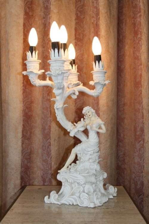 A SPECTACULAR ORNATE "ART NOUVEAU" STYLE ALABASTRINE OXYLITE TABLE LAMP WITH INCREDIBLE DETAILING