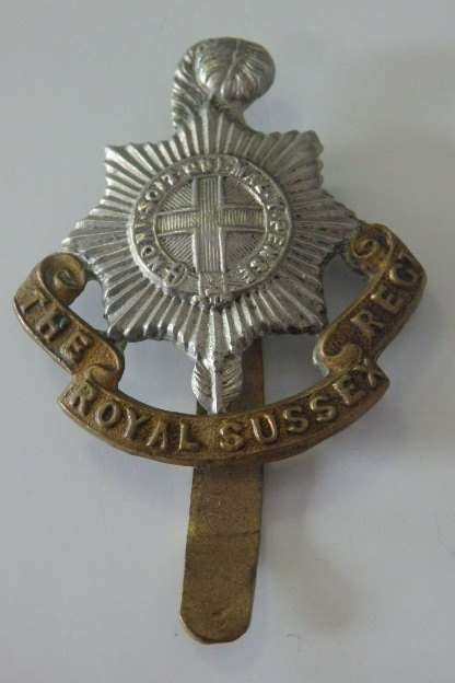 A SUPERB ''THE ROYAL SUSSEX'' REGIMENT BRITISH ARMY LINE INFANTRY CAP BADGE