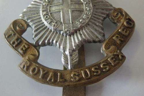 A SUPERB ''THE ROYAL SUSSEX'' REGIMENT BRITISH ARMY LINE INFANTRY CAP BADGE
