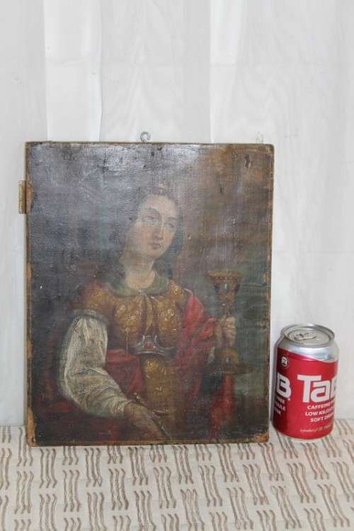 A WONDERFUL RUSSIAN ORTHODOX RELIGIOUS ICON "MARY MAGDALENE" WITH INCREDIBLE ARTWORK