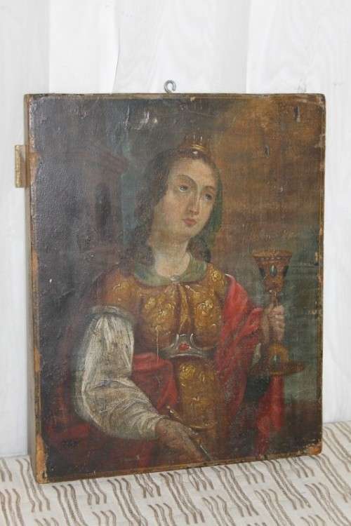 A WONDERFUL RUSSIAN ORTHODOX RELIGIOUS ICON "MARY MAGDALENE" WITH INCREDIBLE ARTWORK
