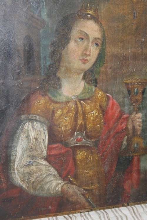 A WONDERFUL RUSSIAN ORTHODOX RELIGIOUS ICON "MARY MAGDALENE" WITH INCREDIBLE ARTWORK