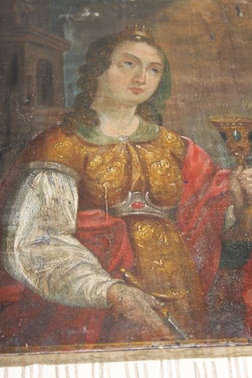 A WONDERFUL RUSSIAN ORTHODOX RELIGIOUS ICON "MARY MAGDALENE" WITH INCREDIBLE ARTWORK