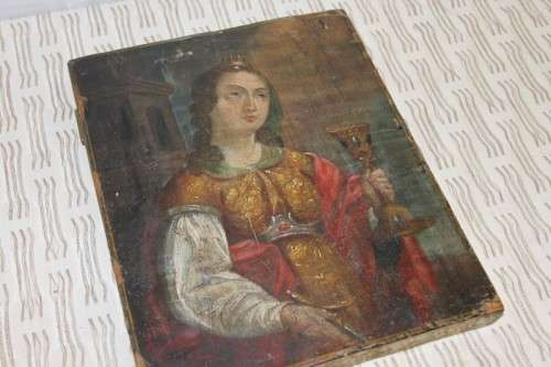 A WONDERFUL RUSSIAN ORTHODOX RELIGIOUS ICON "MARY MAGDALENE" WITH INCREDIBLE ARTWORK