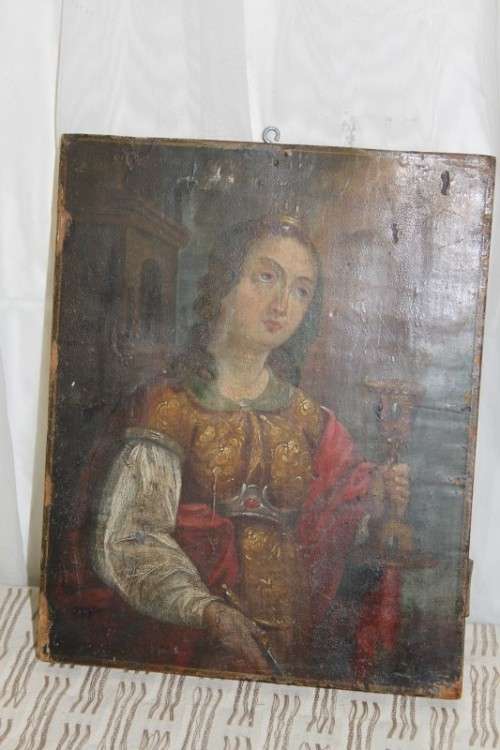 A WONDERFUL RUSSIAN ORTHODOX RELIGIOUS ICON "MARY MAGDALENE" WITH INCREDIBLE ARTWORK