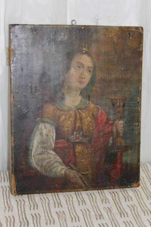 A WONDERFUL RUSSIAN ORTHODOX RELIGIOUS ICON "MARY MAGDALENE" WITH INCREDIBLE ARTWORK
