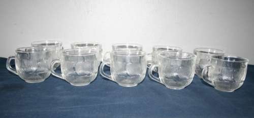 AN AWESOME COLLECTION OF 10 x FRENCH MADE ARCOROC "FLEUR" PATTERN PUNCH CUPS IN FABULOUS CONDITION