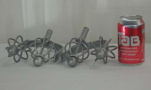 A SET OF FOUR STUNNING SILVER WROUGHT IRON CURTAIN TIEBACKS & CURTAIN ROD FINIALS IN GREAT CONDITION