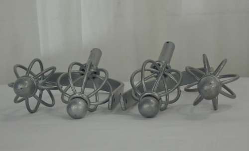 A SET OF FOUR STUNNING SILVER WROUGHT IRON CURTAIN TIEBACKS & CURTAIN ROD FINIALS IN GREAT CONDITION