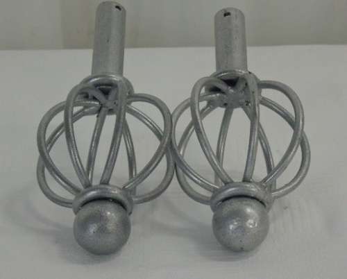 A SET OF FOUR STUNNING SILVER WROUGHT IRON CURTAIN TIEBACKS & CURTAIN ROD FINIALS IN GREAT CONDITION