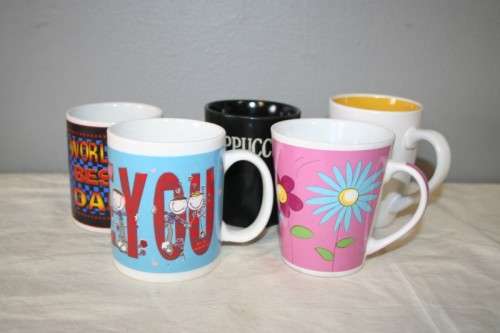 A FABULOUS COLLECTION OF FIVE ASSORTED COFFEE MUGS, AWESOME TO MIX 'N MATCH!!