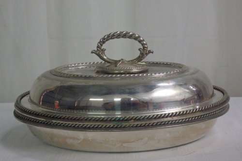 THREE FABULOUS VINTAGE SILVER PLATED FOOD SERVERS INCL. A DOUBLE BOWL SERVER bid/server