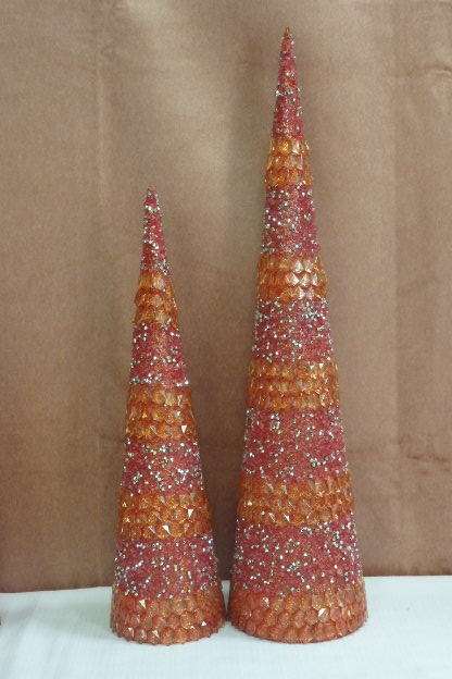 THREE AWESOME TALL "BEADED" CONE SHAPED XMAS TREES - IDEAL FOR THE FESTIVE SEASON bid/xmas tree