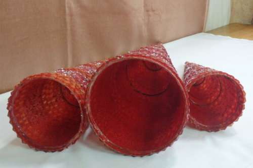 THREE AWESOME TALL "BEADED" CONE SHAPED XMAS TREES - IDEAL FOR THE FESTIVE SEASON bid/xmas tree