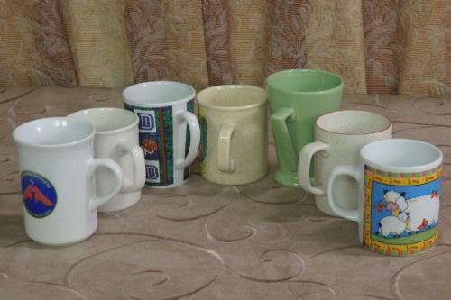 A LOVELY COLLECTION OF SEVEN ASSORTED COFFEE MUGS! STUNNING TO MIX AND MATCH!!