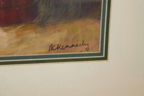 A beautiful original signed and stunningly framed AC Kennedy pastel painting of violets RS17