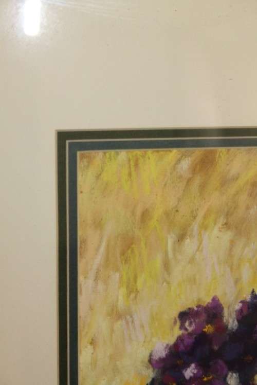 A beautiful original signed and stunningly framed AC Kennedy pastel painting of violets RS17