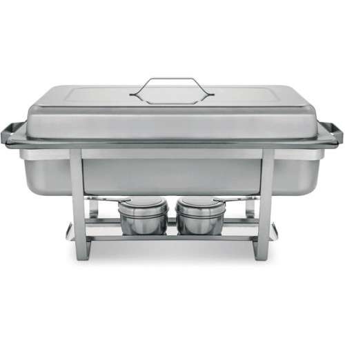 A SUPERB BRAND NEW 18/8 STAINLESS STEEL 10 LITRE TWO-BURNER LIDDED CHAFING DISH IN ITS ORIGINAL BOX