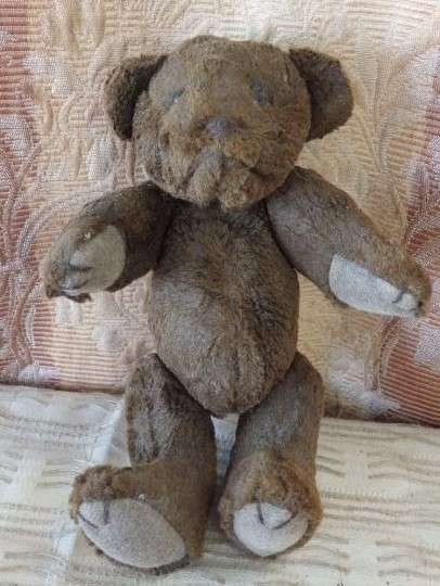 A RARE ANTIQUE "FULLY JOINTED" CINNAMON TEDDY BEAR IN ITS ORIGINAL BOX = WOW!!!!