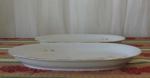 TWO GORGEOUS ''KPM" OF KRISTLER, GERMANY PORCELAIN MEAT/ FOOD PLATTERS bid/platter