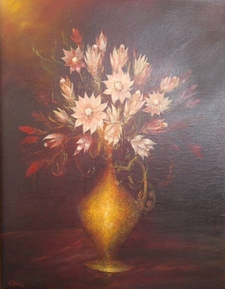 A SUPERBLY PAINTED ORIGINAL SIGNED AND FRAMED "H. DIEHL" STILL LIFE OIL ON BOARD PAINTING