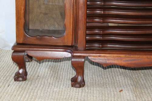 AN EXQUISITE VINTAGE SOLID IMBUIA BALL & CLAW RADIOGRAM CABINET - IDEAL COMPACT BAR CABINET