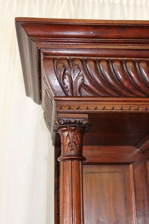 A MAGNIFICENT ANTIQUE FRENCH RENAISSANCE REVIVAL WALNUT "BUFFET-A-DEUX CORPUS" CABINET