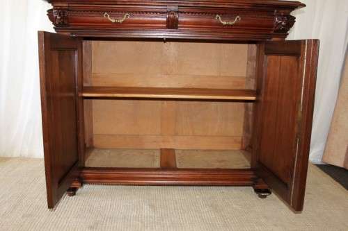 A MAGNIFICENT ANTIQUE FRENCH RENAISSANCE REVIVAL WALNUT "BUFFET-A-DEUX CORPUS" CABINET