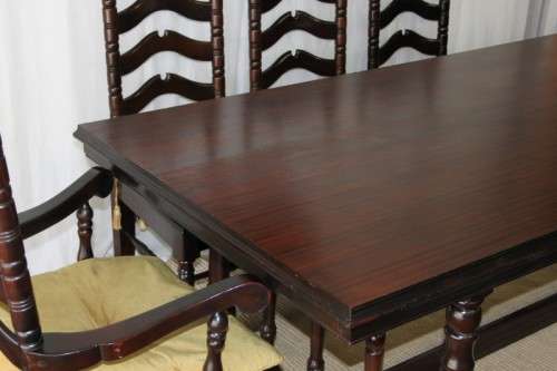 A SUPERB VINTAGE SOLID IMBUIA LARGE 2.1m 8-SEATER DINING TABLE WITH SPECTACULAR TURNED LEG DETAILING