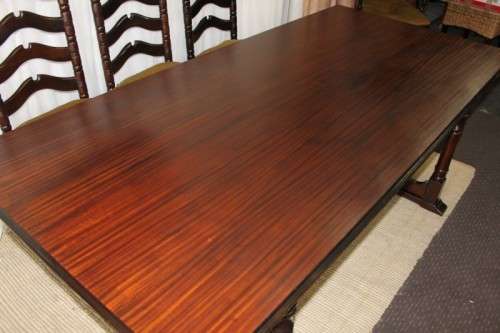 A SUPERB VINTAGE SOLID IMBUIA LARGE 2.1m 8-SEATER DINING TABLE WITH SPECTACULAR TURNED LEG DETAILING