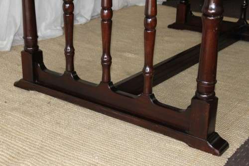 A SUPERB VINTAGE SOLID IMBUIA LARGE 2.1m 8-SEATER DINING TABLE WITH SPECTACULAR TURNED LEG DETAILING