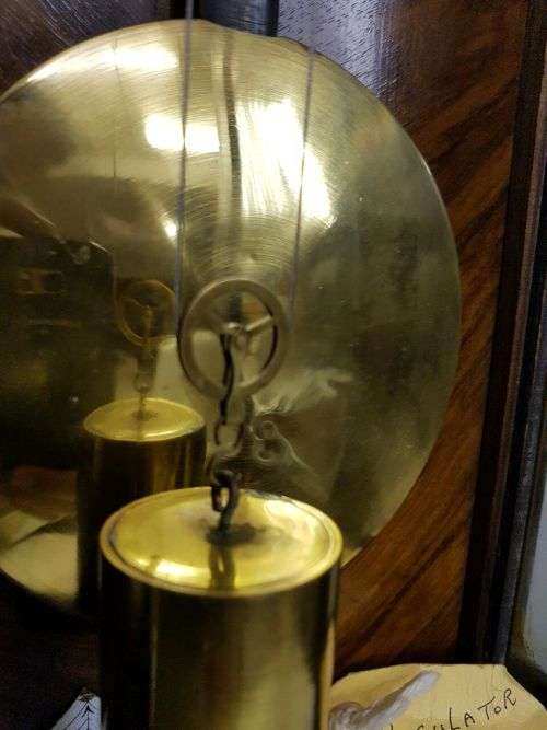 A SPECTACULAR ANTIQUE REGULATORY PENDULUM WALL CLOCK WITH A ROMAN NUMERAL PORCELAIN CLOCK FACE