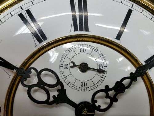 A SPECTACULAR ANTIQUE REGULATORY PENDULUM WALL CLOCK WITH A ROMAN NUMERAL PORCELAIN CLOCK FACE