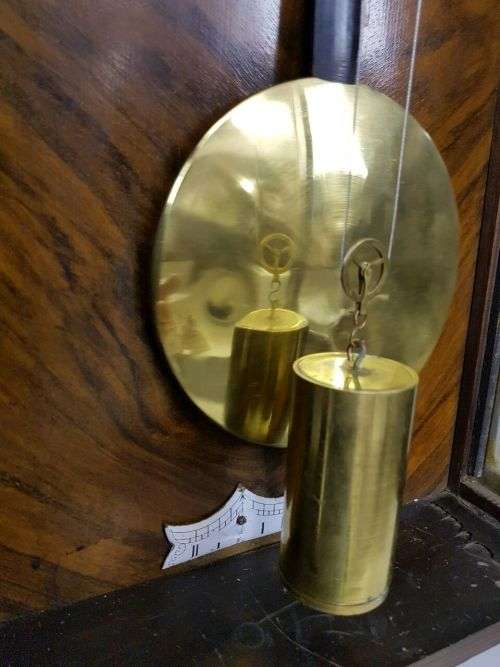 A SPECTACULAR ANTIQUE REGULATORY PENDULUM WALL CLOCK WITH A ROMAN NUMERAL PORCELAIN CLOCK FACE