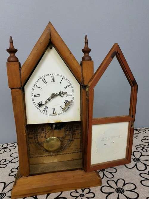 AN EXTREMELY RARE ANTIQUE (LATE 1800's) ANSONIA "GOTHIC" 8 DAY & 30 HOUR STEEPLE MANTLE CLOCK = WOW
