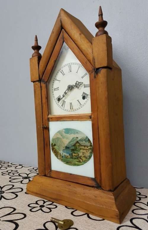 AN EXTREMELY RARE ANTIQUE (LATE 1800's) ANSONIA "GOTHIC" 8 DAY & 30 HOUR STEEPLE MANTLE CLOCK = WOW