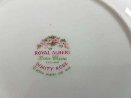 A STUNNING VINTAGE ROYAL ALBERT FINE BONE CHINA "DIMITY ROSE" COLLECTION TRIO IN PRISTINE CONDITION