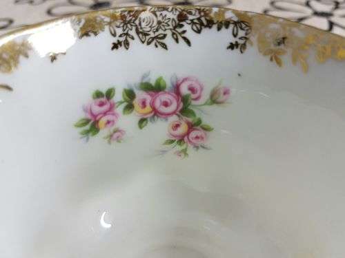 A STUNNING VINTAGE ROYAL ALBERT FINE BONE CHINA "DIMITY ROSE" COLLECTION TRIO IN PRISTINE CONDITION