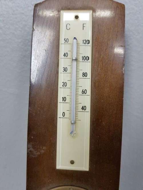 A SUPERB VINTAGE WEST GERMAN MADE "BARIGO" THERMOMETER, HYGROMETER AND THERMOMETER COMBINATION TOWER