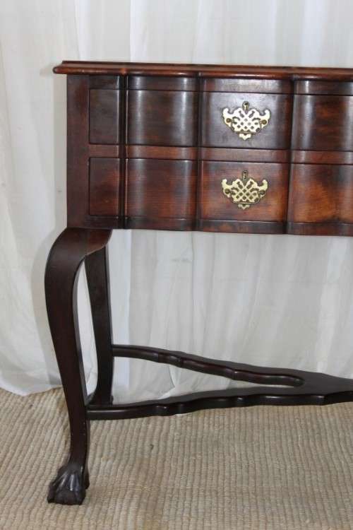 A MAGNIFICENT SOLID STINK WOOD 4-DRAWER BALL & CLAW HALL TABLE/ BUFFET SERVER WITH BRASS HANDLES