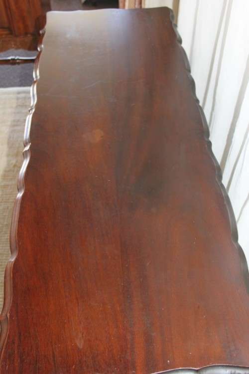 A MAGNIFICENT SOLID STINK WOOD 4-DRAWER BALL & CLAW HALL TABLE/ BUFFET SERVER WITH BRASS HANDLES