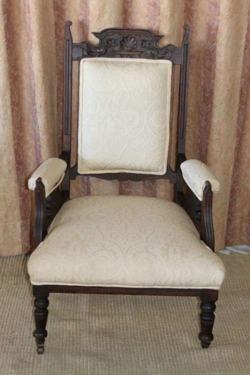 AN INCREDIBLE ANTIQUE (c1900's) HAND CARVED EDWARDIAN GRANDFATHER CHAIR IN REMARKABLE CONDITION