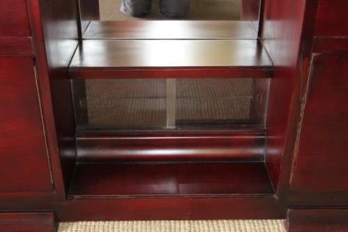 A SUPERB VINTAGE ART DECO BENT-WOOD DOUBLE CABINET DRESSING TABLE WITH TWO DRAWERS