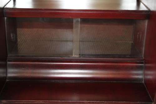 A SUPERB VINTAGE ART DECO BENT-WOOD DOUBLE CABINET DRESSING TABLE WITH TWO DRAWERS