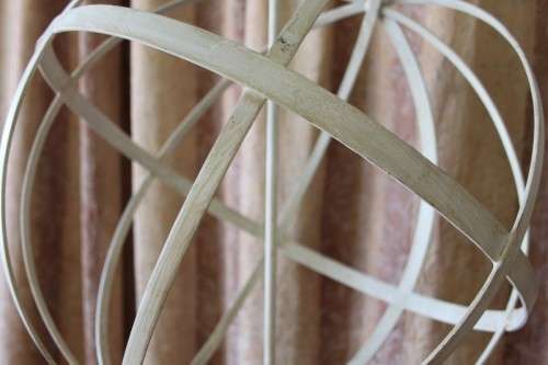 A FABULOUS (LARGE) WHITE WROUGHT IRON "ARMILLARY SPHERE GLOBE" ON A STYLISH WOODEN BASE